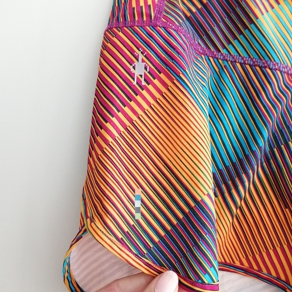 Smartwool Merino Wool Lined Road Running Shorts Pink Orange Blue Small - Picture 3 of 16